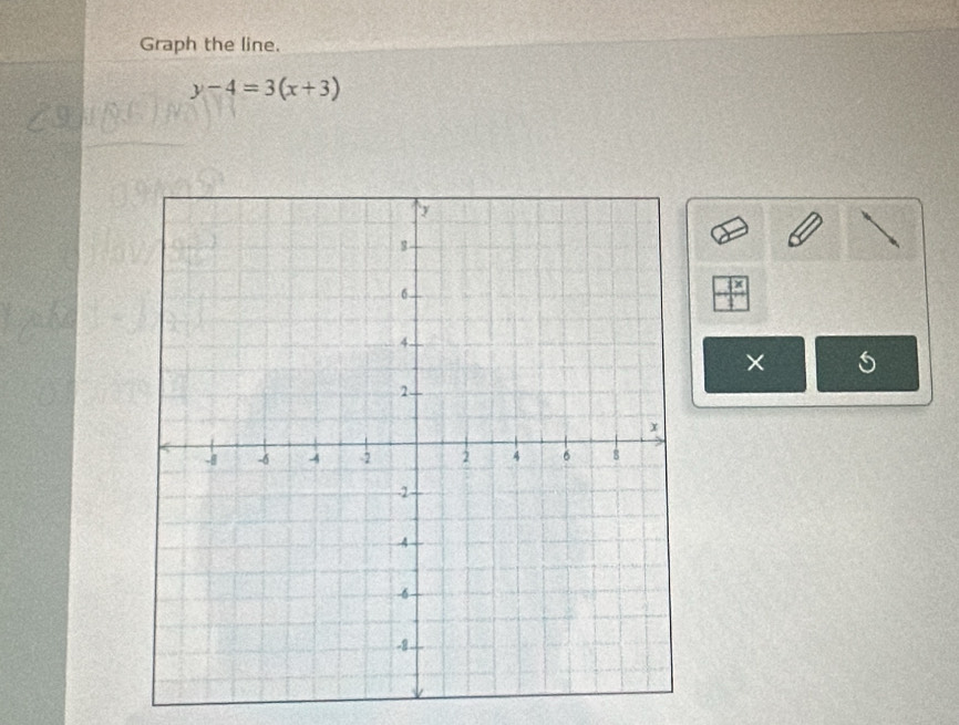 Graph the line.
y-4=3(x+3)
×