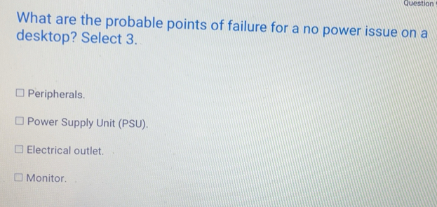 Solved: Question What are the probable points of failure for a no power ...