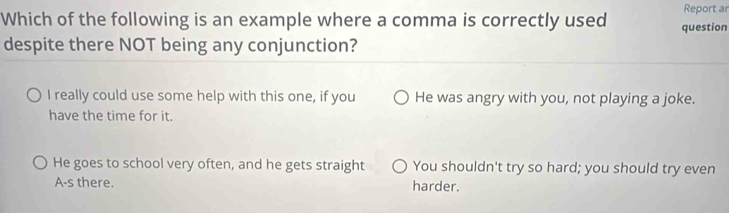 Report ar Which of the following is an example where a comma is ...