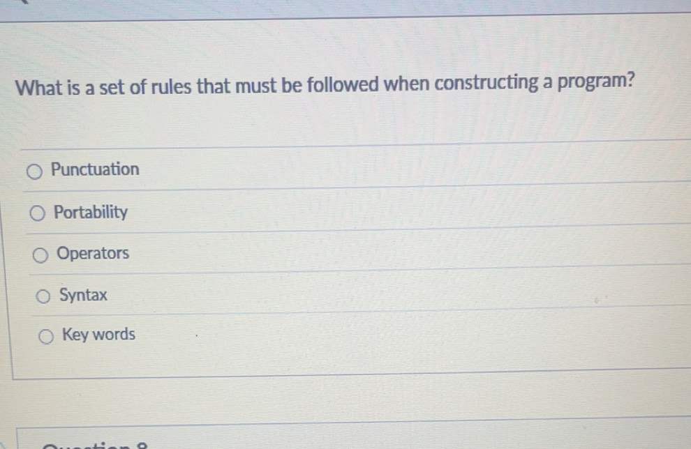 Solved: What is a set of rules that must be followed when constructing ...