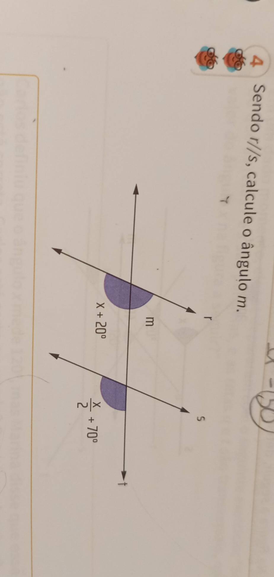 Sendo r//s , calcule o ângulo m.