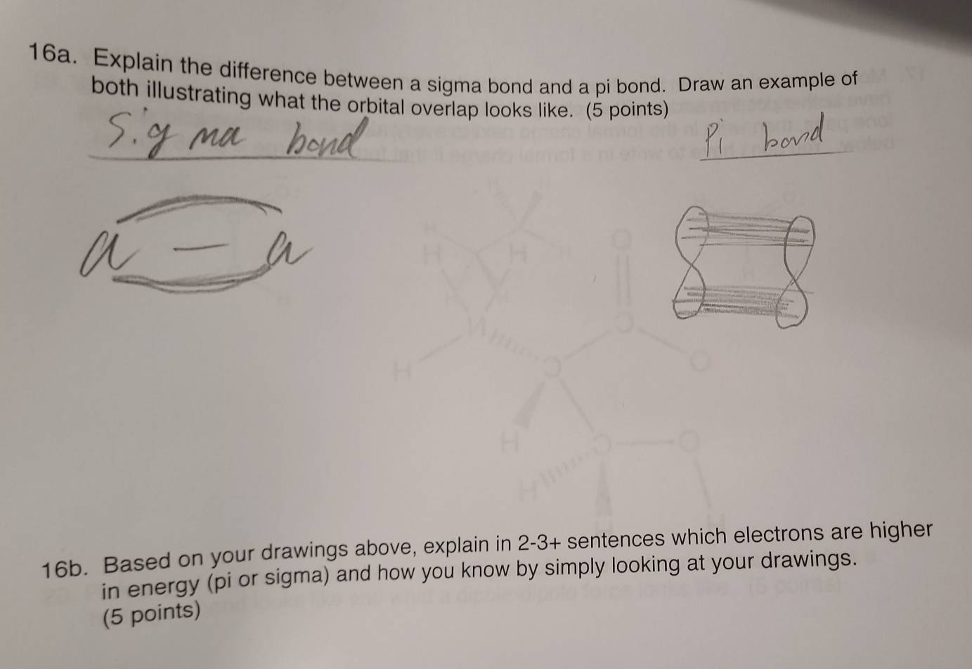 Solved: Explain the difference between a sigma bond and a pi bond. Draw ...