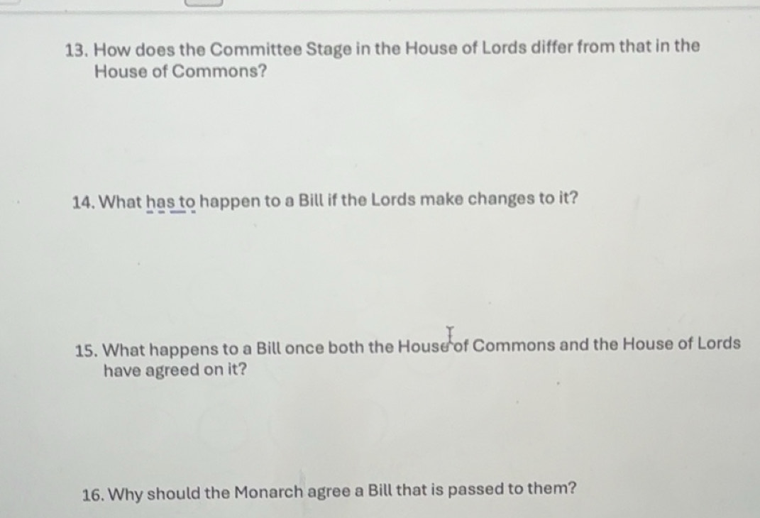 Solved: How does the Committee Stage in the House of Lords differ from ...