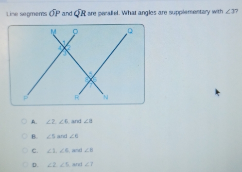Solved: Line segments overline OP and widehat QR are parallel. What ...