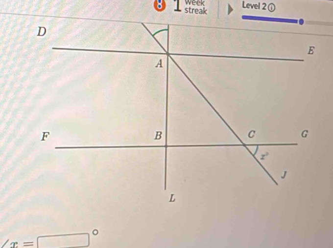 week Level 2①

∠ x=□°