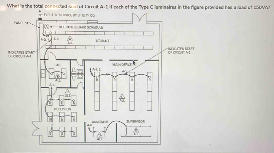 Solved: What is the total connected load of Circuit A -1 if each of the ...