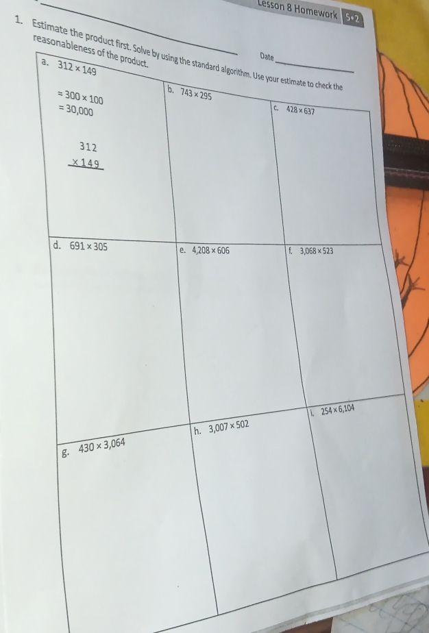 Lesson 8 Homework 5+2
1. Estimate the