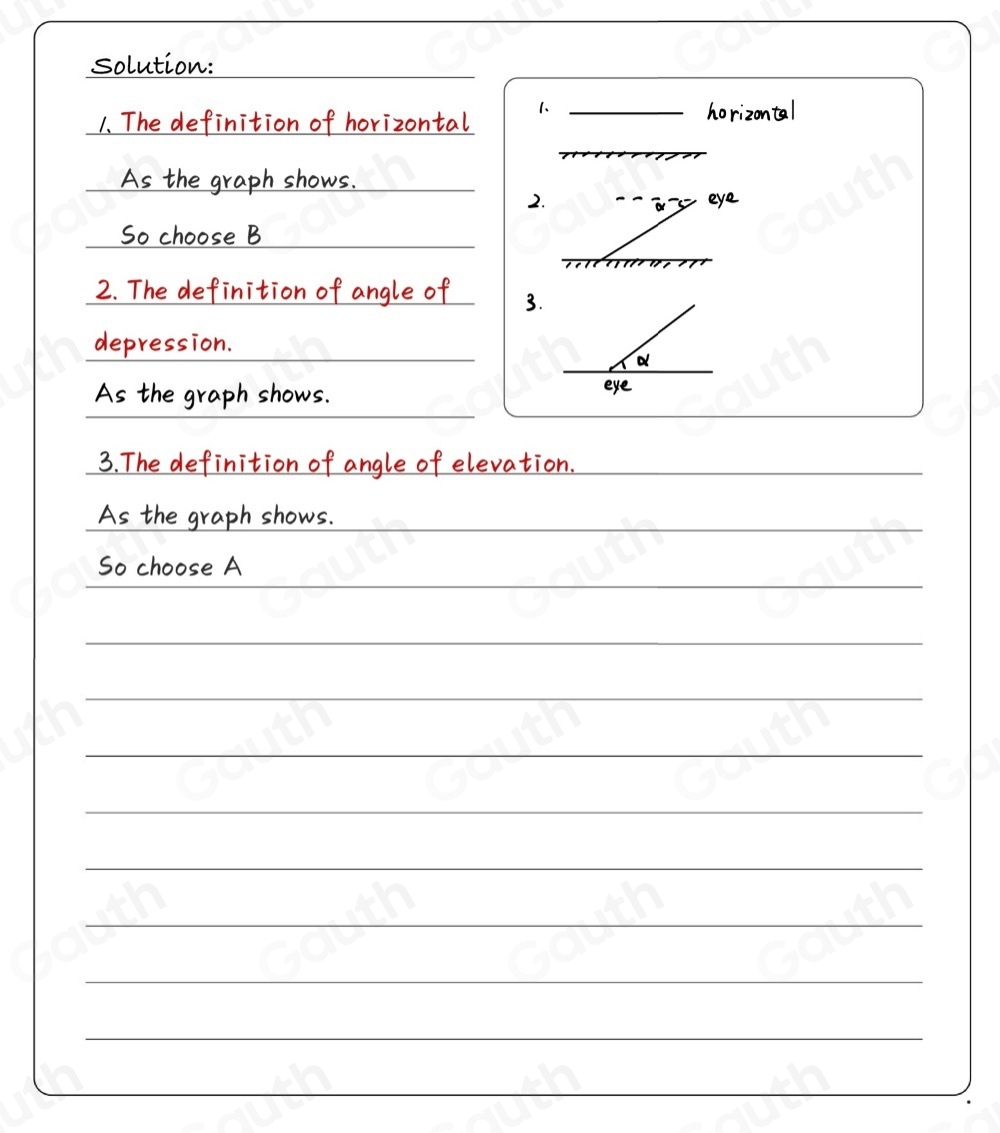Solved: Angle of Elevation and Depressión I. MULTIPLE CHOICE DIRECTION ...