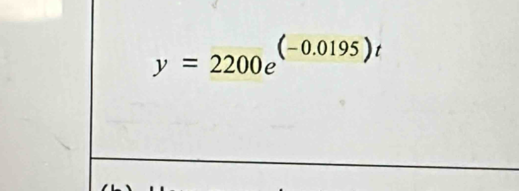 y=2200e^((-0.0195)t)