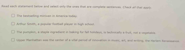 Solved: Read each statement below and select only the ones that are ...