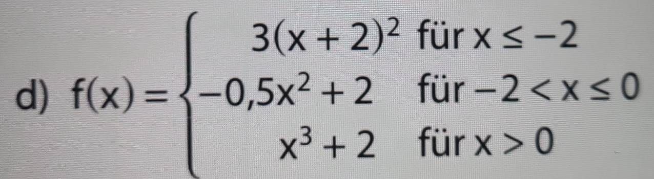 f(x)=beginarrayl 3(x+2)^2firx≤ -2 -0,5x^2+2fir-2 0endarray.