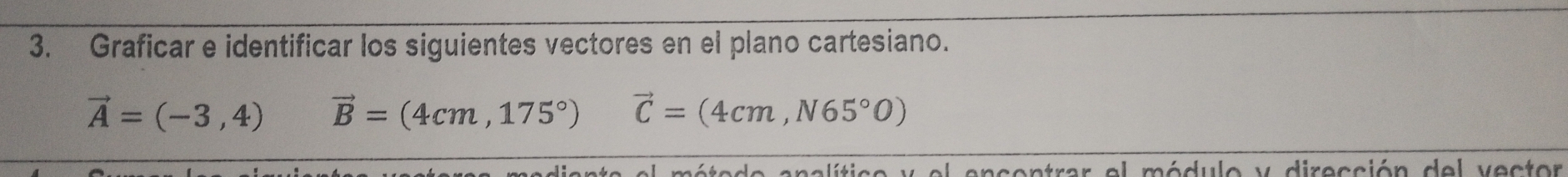 Solved: Graficar e identificar los siguientes vectores en el plano ...