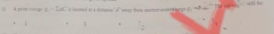 Solved: A point coage q_1=2mu C is locaed at a distance ' if ' away ...