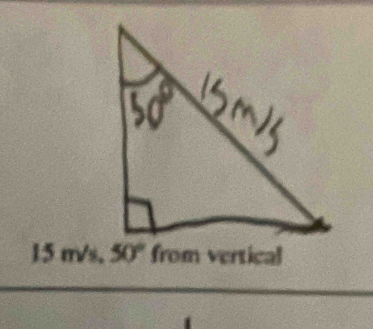 15 m/s, 50°