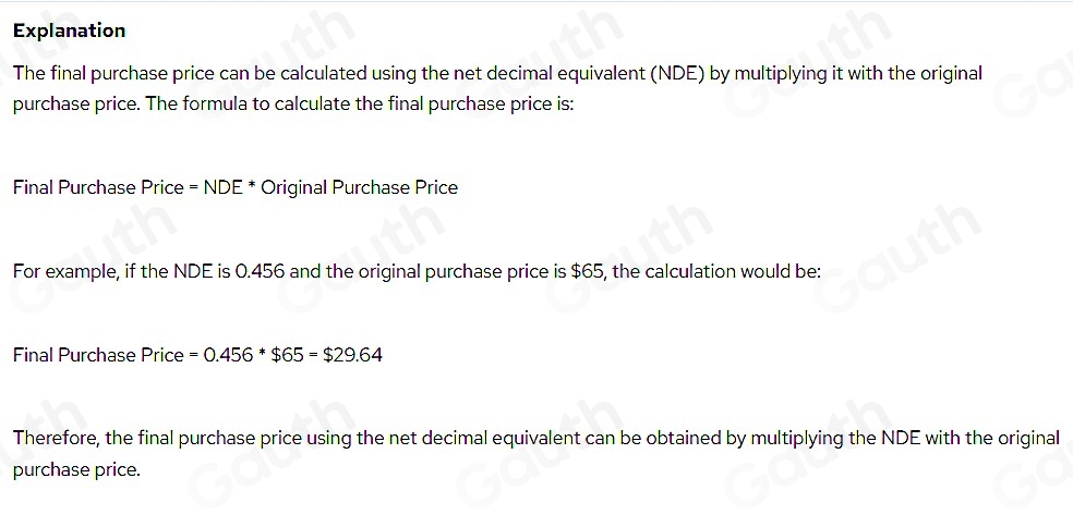 Solved: How is the final purchase price calculated using the net ...