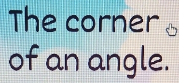 The corner 、 
of an angle.