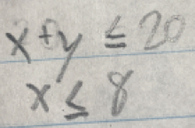 x+y≤ 20
x≤ 8