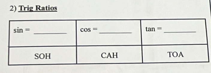 Trig Ratios