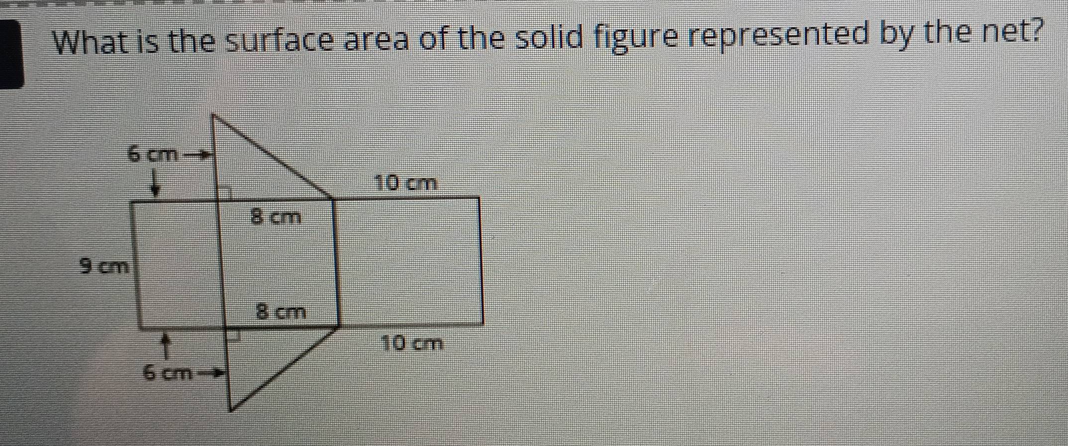 What is the surface area of the solid figure represented by the net?