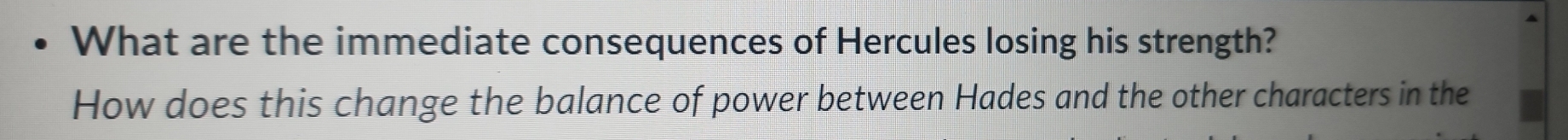 What are the immediate consequences of Hercules losing his strength? 
How does this change the balance of power between Hades and the other characters in the