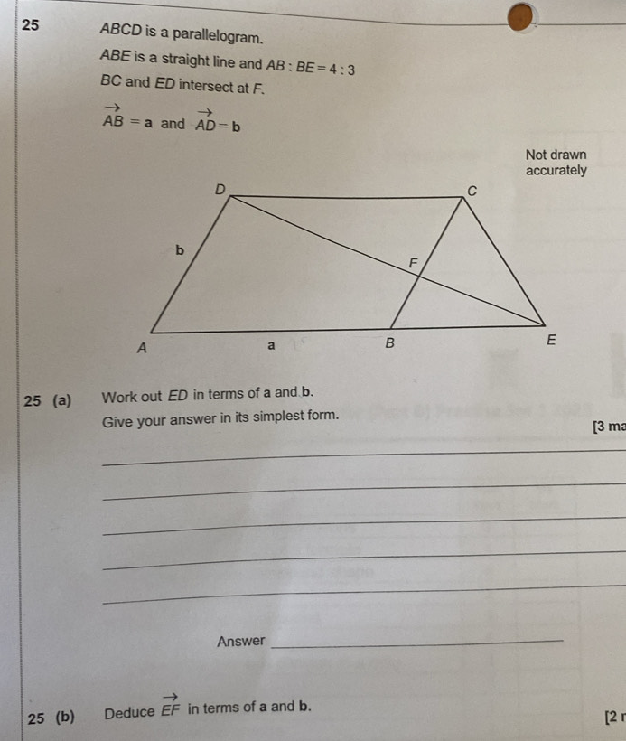 Solved: 25 ABCD is a parallelogram. ABE is a straight line and AB:BE=4: ...