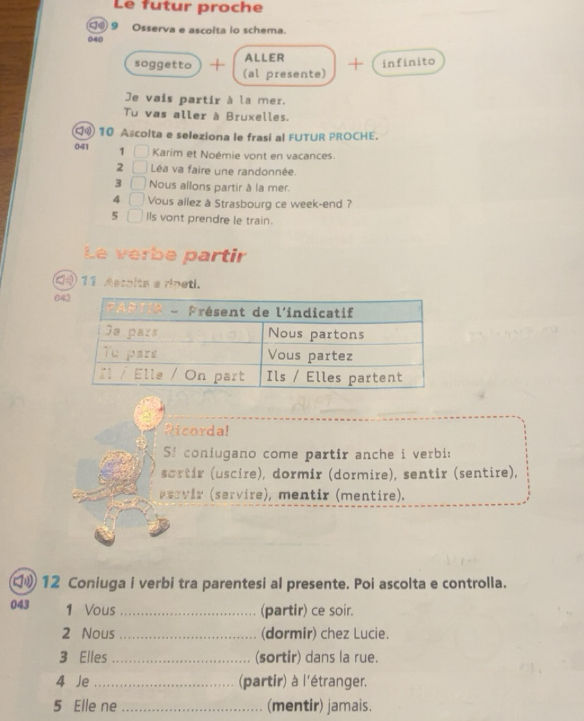 Risolto:Le futur proche ⑥ 9 Osserva e ascolta io schema. 040 ALLER ...