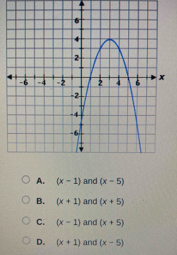 A. (x-1) and (x-5)
B. (x+1) and (x+5)
C. (x-1) and (x+5)
D. (x+1) and (x-5)