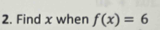 Find x when f(x)=6