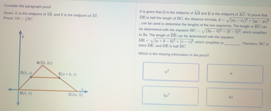 Solved: Consider the paragraph proof. It is given that D is the ...