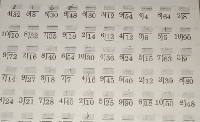 2
beginarrayr 4encloselongdiv 32endarray beginarrayr 8encloselongdiv 8endarray 5encloselongdiv 30 beginarrayr 6encloselongdiv 48endarray beginarrayr 6encloselongdiv 30endarray beginarrayr 3encloselongdiv 12endarray beginarrayr 9encloselongdiv 54endarray 4encloselongdiv 4 beginarrayr 8encloselongdiv 64endarray beginarrayr 2encloselongdiv 8endarray
10encloselongdiv 10 beginarrayr 8encloselongdiv 32endarray beginarrayr 7encloselongdiv 35endarray beginarrayr 9encloselongdiv 18endarray beginarrayr 2encloselongdiv 14endarray beginarrayr 6encloselongdiv 12endarray 4encloselongdiv 12 beginarrayr 3encloselongdiv 6endarray beginarrayr 5encloselongdiv 5endarray 10encloselongdiv 90
beginarrayr 9encloselongdiv 72endarray beginarrayr 2encloselongdiv 16endarray beginarrayr 8encloselongdiv 40endarray beginarrayr 6encloselongdiv 54endarray beginarrayr 10encloselongdiv 30endarray beginarrayr 4encloselongdiv 36endarray 6encloselongdiv 24 beginarrayr 5encloselongdiv 15endarray beginarrayr 7encloselongdiv 63endarray beginarrayr 3encloselongdiv 9endarray
beginarrayr 7encloselongdiv 14endarray beginarrayr 9encloselongdiv 27endarray beginarrayr 3encloselongdiv 18endarray beginarrayr 7encloselongdiv 7endarray beginarrayr 4encloselongdiv 16endarray beginarrayr 9encloselongdiv 45endarray beginarrayr 5encloselongdiv 40endarray beginarrayr 2encloselongdiv 12endarray beginarrayr 3encloselongdiv 39endarray beginarrayr 8encloselongdiv 80endarray
beginarrayr 3encloselongdiv 24endarray beginarrayr 3encloselongdiv 21endarray beginarrayr 7encloselongdiv 28endarray 4encloselongdiv 40 beginarrayr 2encloselongdiv 10endarray 5encloselongdiv 25 beginarrayr 9encloselongdiv 90endarray beginarrayr 6encloselongdiv 18endarray 10encloselongdiv 50 beginarrayr 8encloselongdiv 48endarray