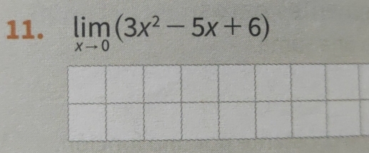 limlimits _xto 0(3x^2-5x+6)