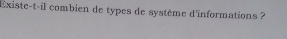 Existe-t-il combien de types de système d'informations ?