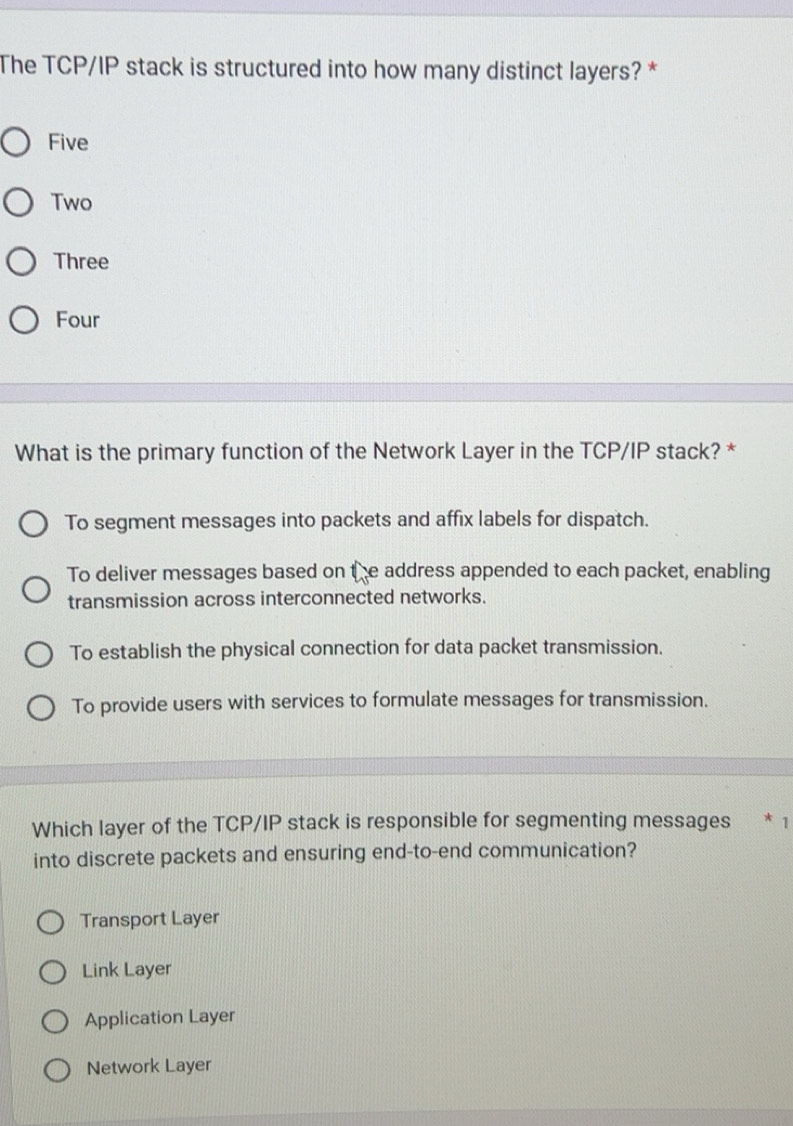 Solved: The TCP/IP stack is structured into how many distinct layers ...