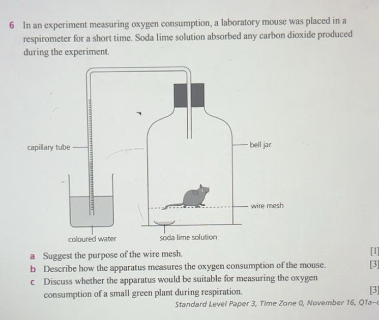 Solved: In an experiment measuring oxygen consumption, a laboratory ...