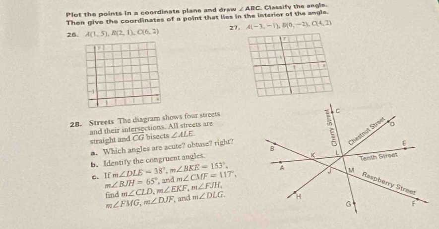 Solved: Plot the points in a coordinate plane and draw ∠ ABC Classify ...