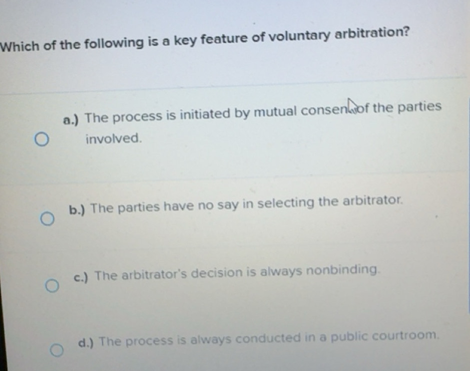 Solved: Which of the following is a key feature of voluntary ...