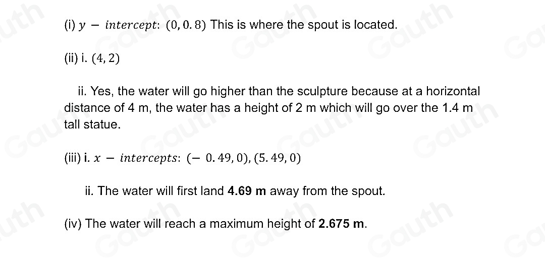Solved: A fountain is planned for a city centre. The fountain features ...