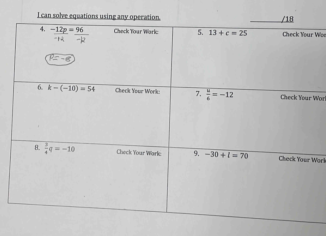 can solve equations using any op
Wor
Wor
Work