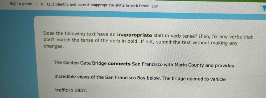 Solved: Eighth grade LL.3 Identify and correct inappropriate shifts in ...