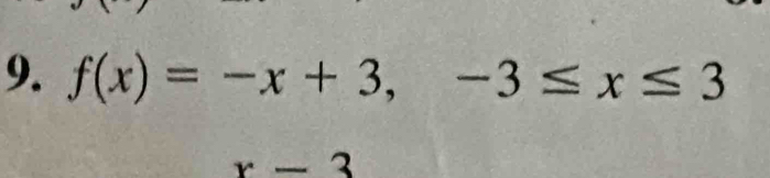 f(x)=-x+3, -3≤ x≤ 3
x-3