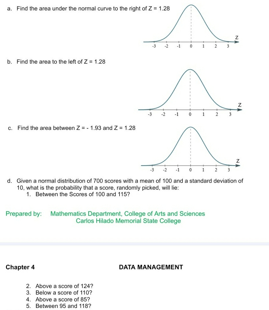 Solved: Find the area under the normal curve to the r b. Find the area ...