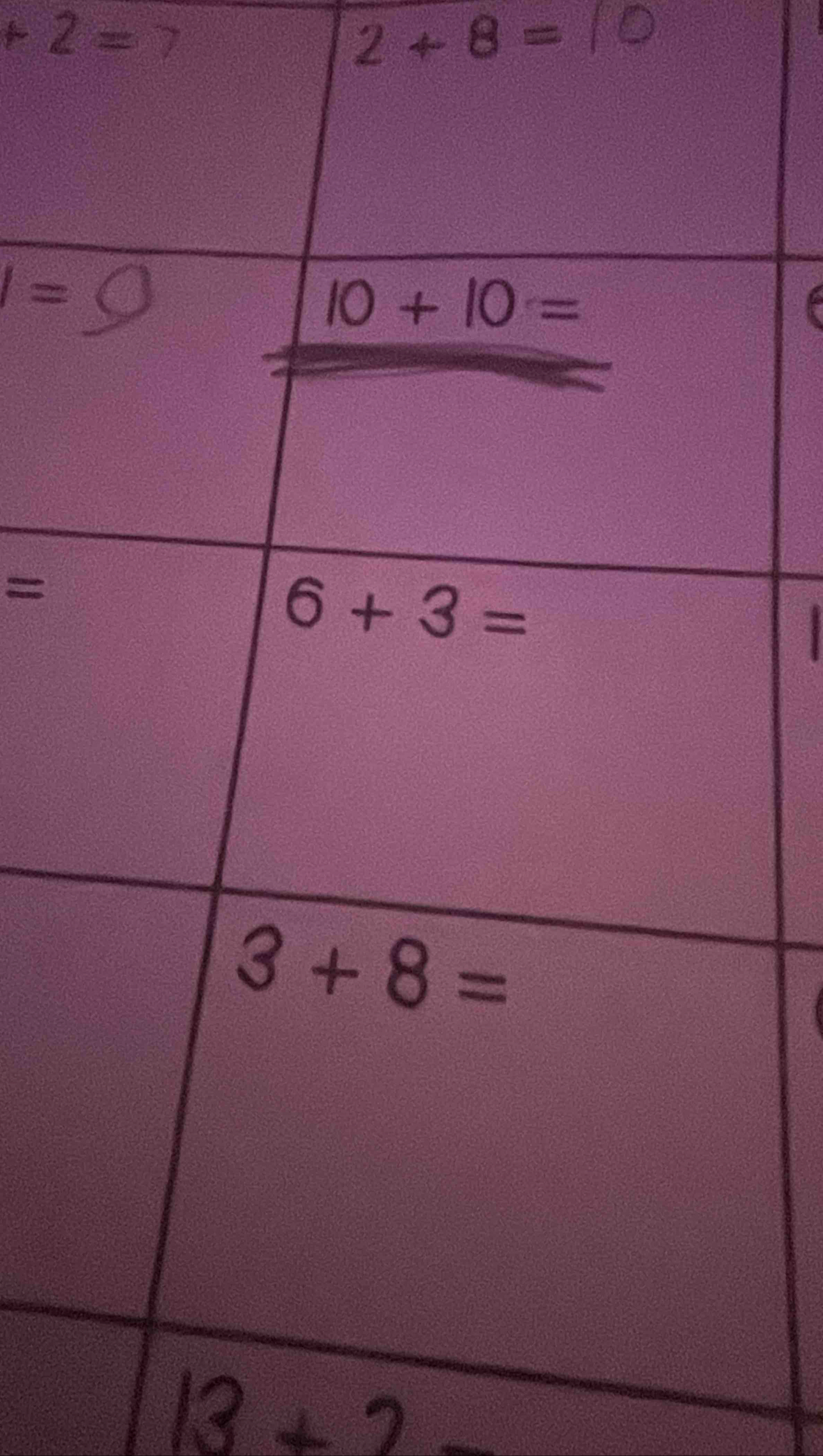 +2=7
2+8=
1=
a
=
13+2