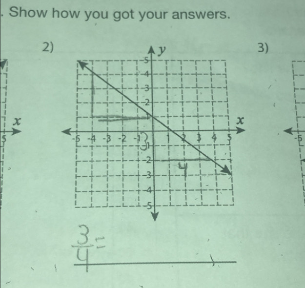 Show how you got your answers. 
2 
3)
x
5
-5
_