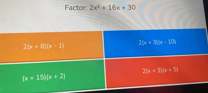 Factor: 2x^2+16x+30