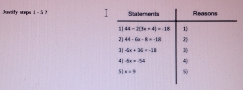 Justify steps 1 - 5 ?