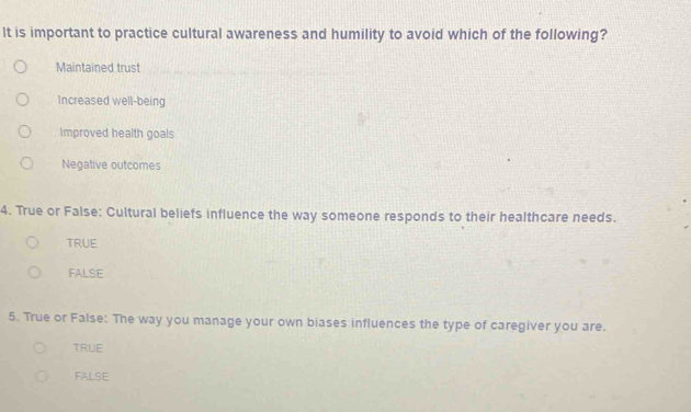 Solved: It is important to practice cultural awareness and humility to ...