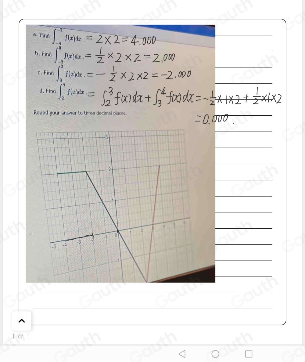 a. Find ∈t _(-4)^(-2)f(x)dx
b. Find ∈t _(-2)^0f(x)dx
c. Find ∈t _0^2f(x)dx
d. Find ∈t _2^4f(x)dx
Round your answer to three decimal places. 
 
 
 
 
 
 
 
 
 
 
^ 
 
1 of 1