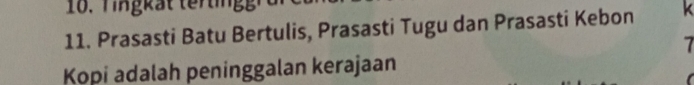 Prasasti Batu Bertulis, Prasasti Tugu dan Prasasti Kebon K 
7 
Kopi adalah peninggalan kerajaan