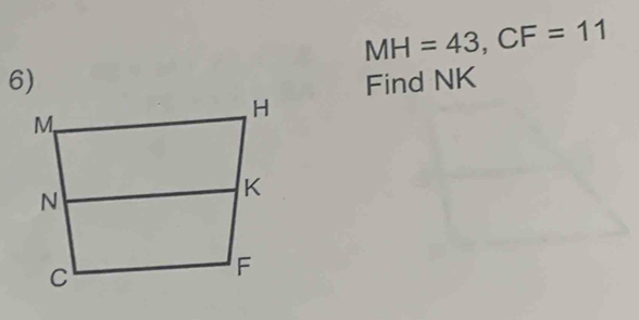 MH=43, CF=11
6)Find NK