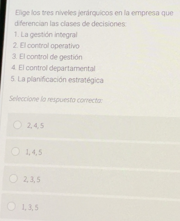 Resuelto:Elige los tres niveles jerárquicos en la empresa que ...